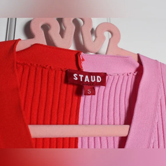 STAUD Poppy and Rosebud Sheath Long Sleeve Knit Dress Sz Small - Picture 4 of 4